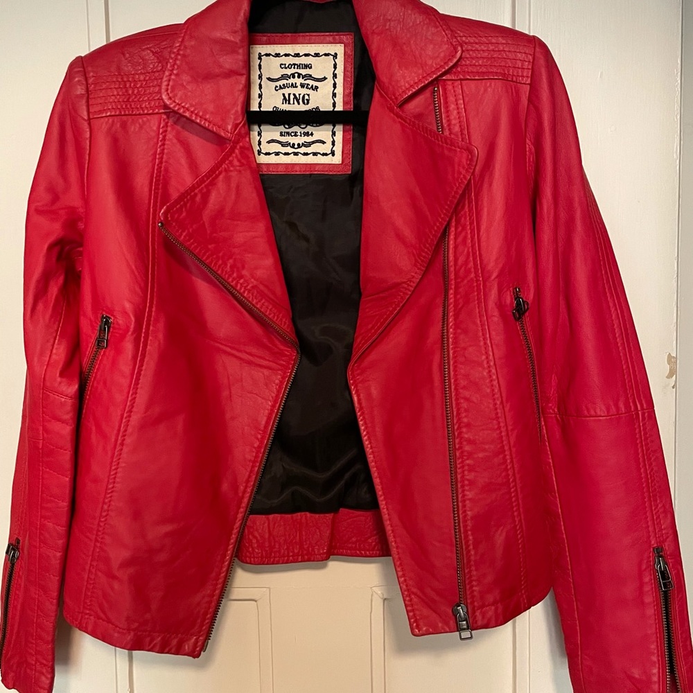 Mango real leather jacket